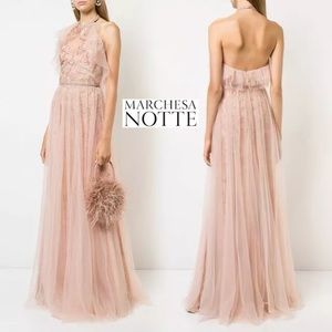 Marchesa Notte Embroidered Blush Gown